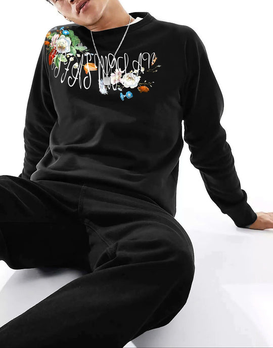 FesFas Flower-print Sweatshirt | Black | Men