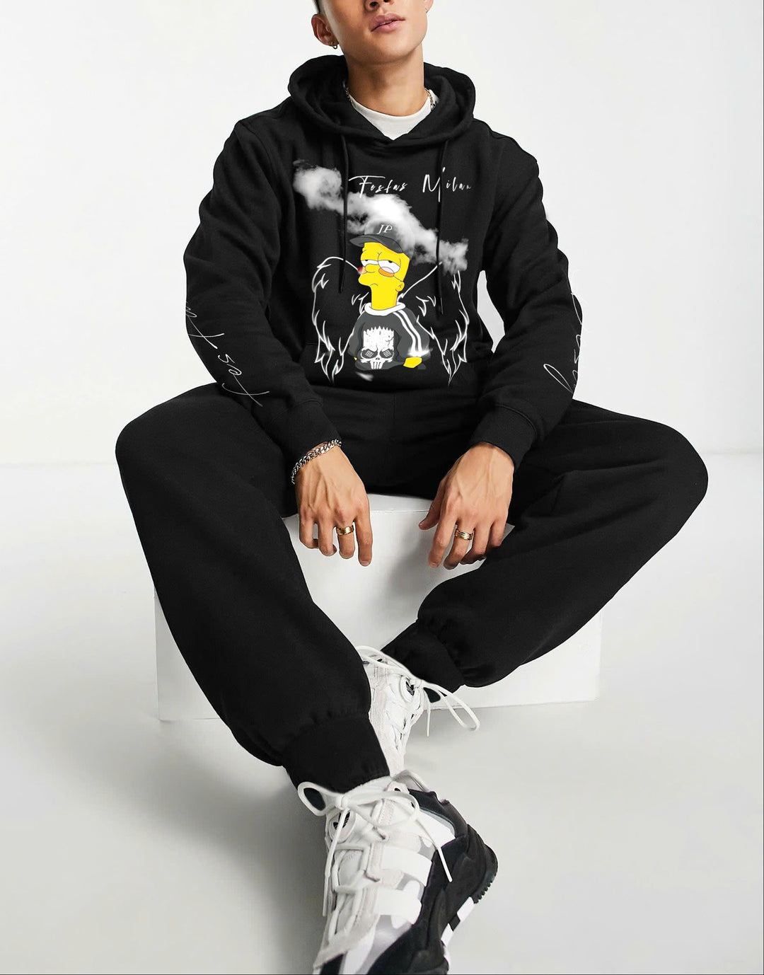 FesFas angel-print Hoodie | Black | Men