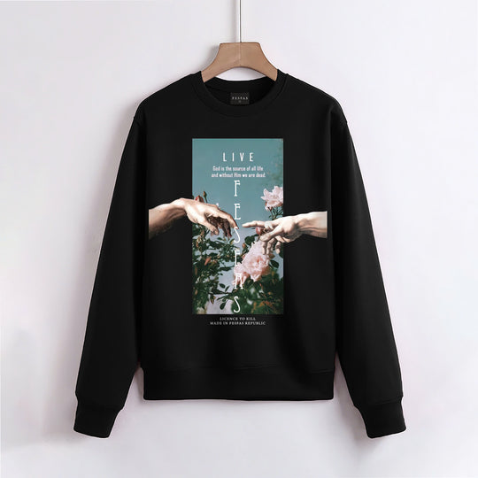 FesFas Flower-print Sweatshirt | Black | Men