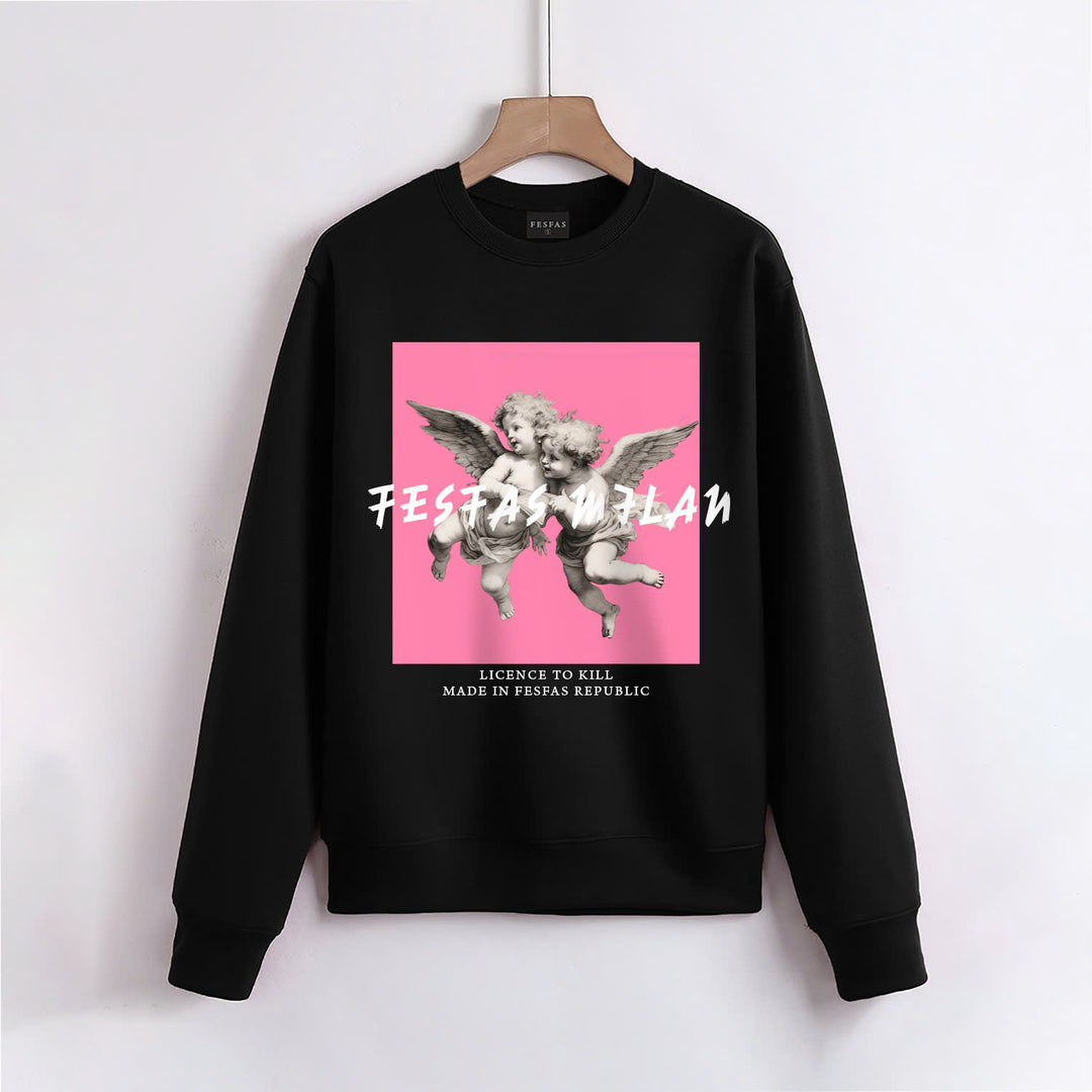 FesFas Angel-print Sweatshirt | Black | Men