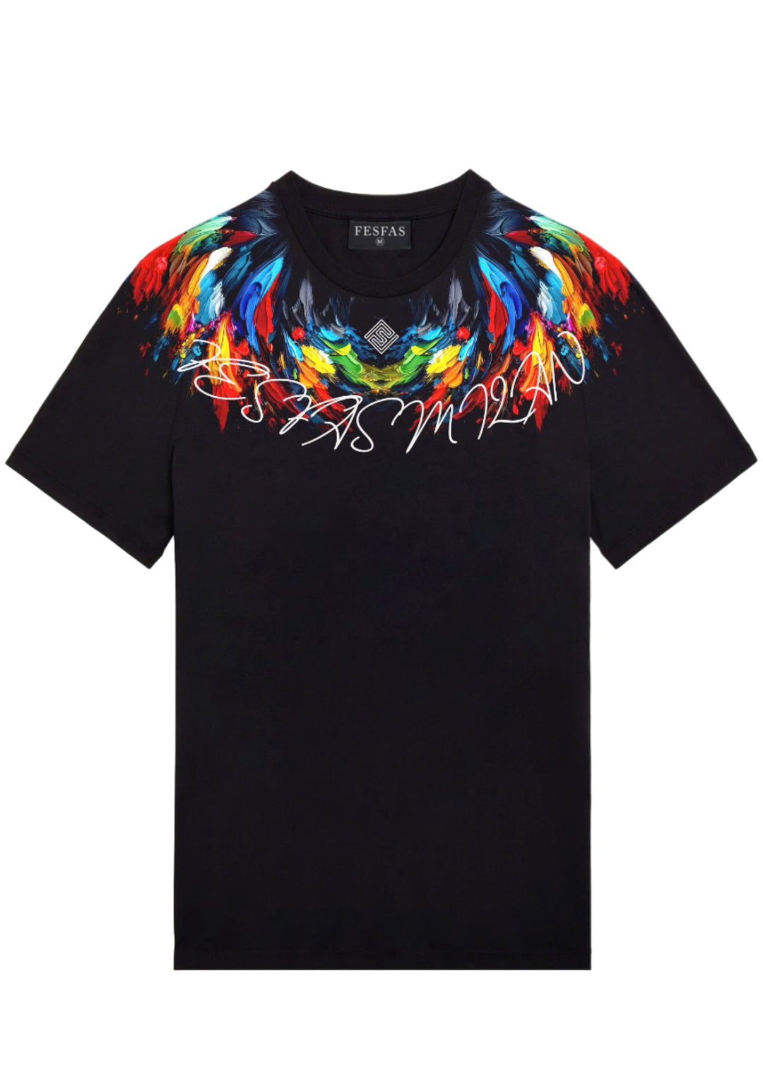 FesFas colorful feathers-print T-shirt | Black | Men