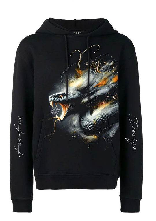 FesFas Snake-print Hoodie | Black | Men