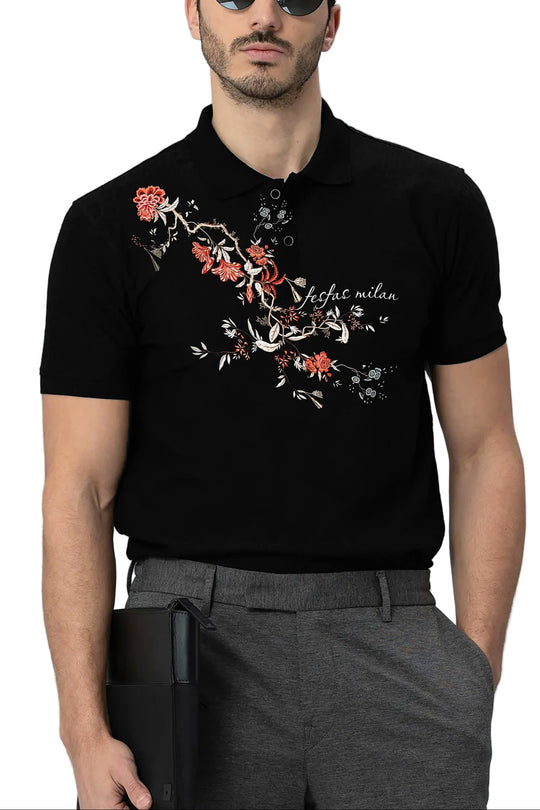 FesFas Floral-print Polo Shirt | Men | Black
