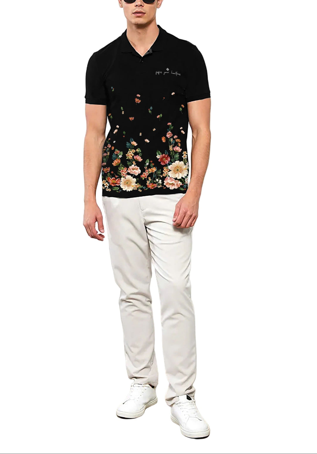 FesFas Floral-print Polo Shirt | Men | Black