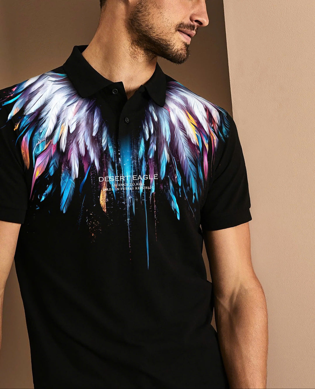 FesFas desert eagle-print Polo Shirt | Men | Black
