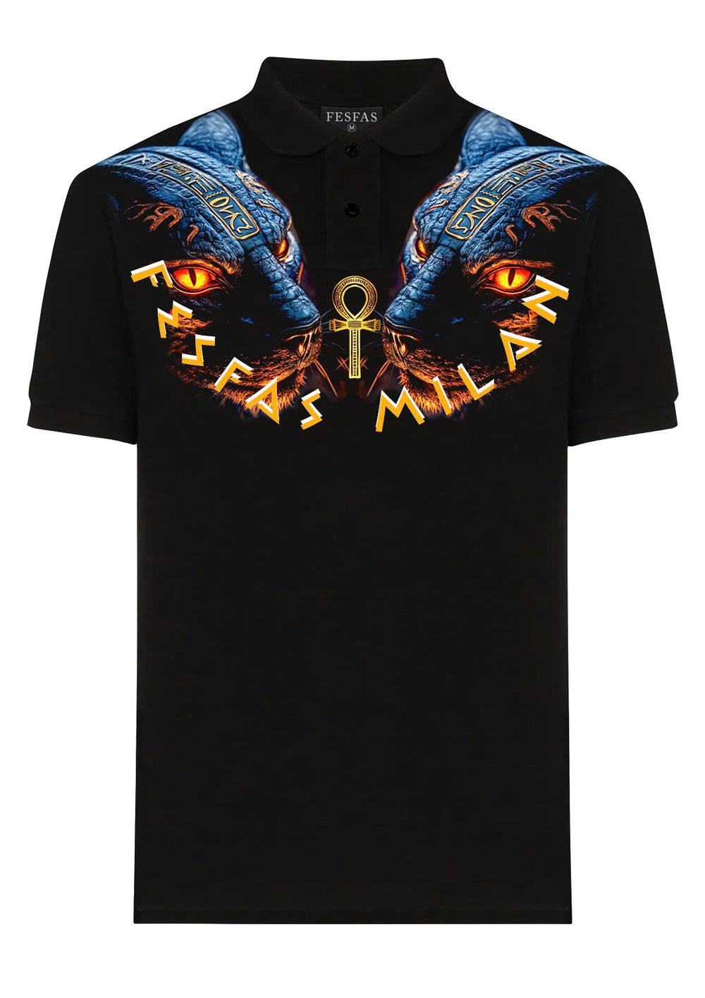 FesFas blue panther-print Polo Shirt