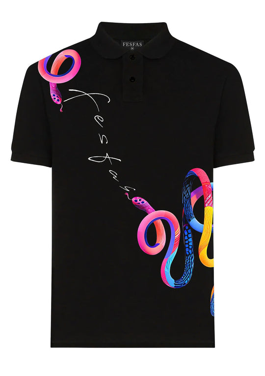 FesFas Snake-print Polo Shirt | Men | Black