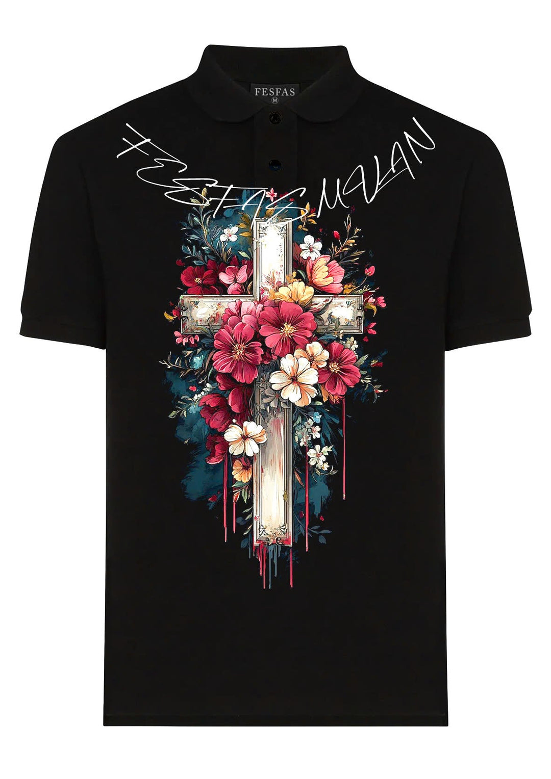 FesFas Floral-print Polo Shirt | Men | Black