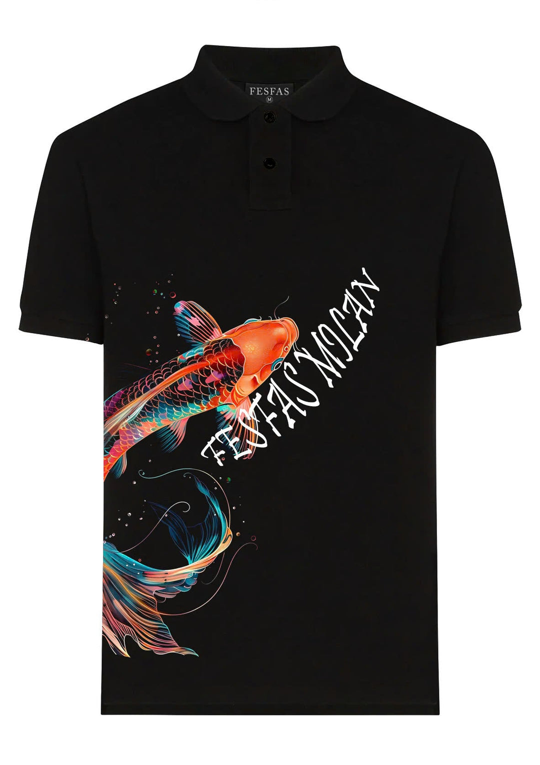 FesFas Fish-print Polo Shirt | Men | Black