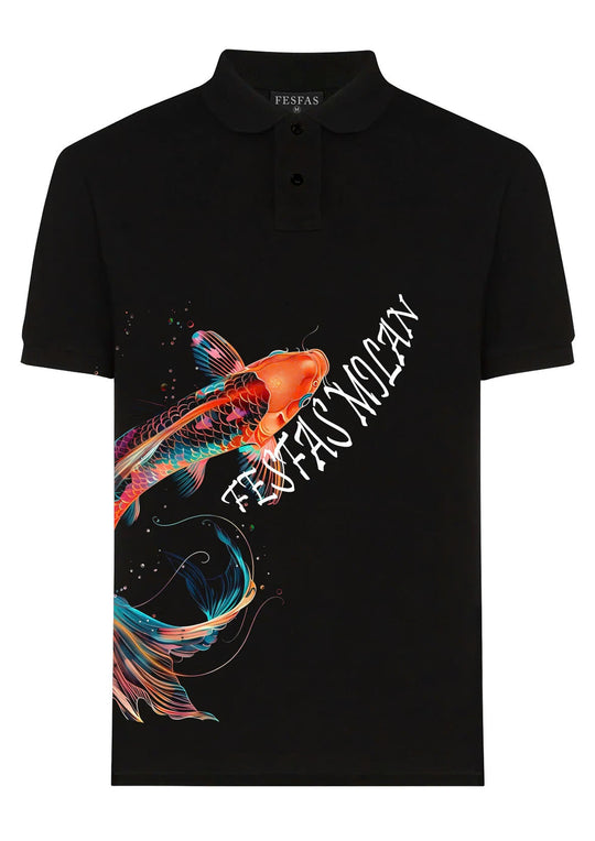 FesFas Fish-print Polo Shirt | Men | Black