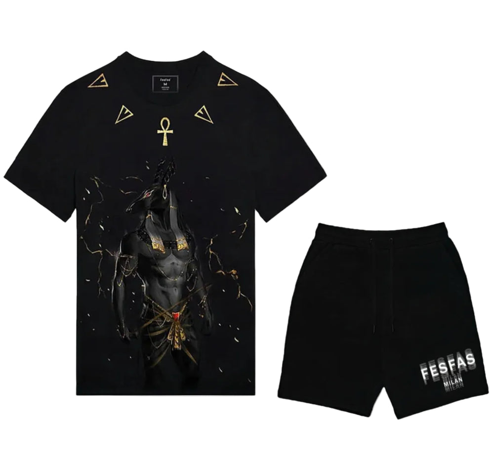 FesFas anubis-print T-shirt Set | Black | Men