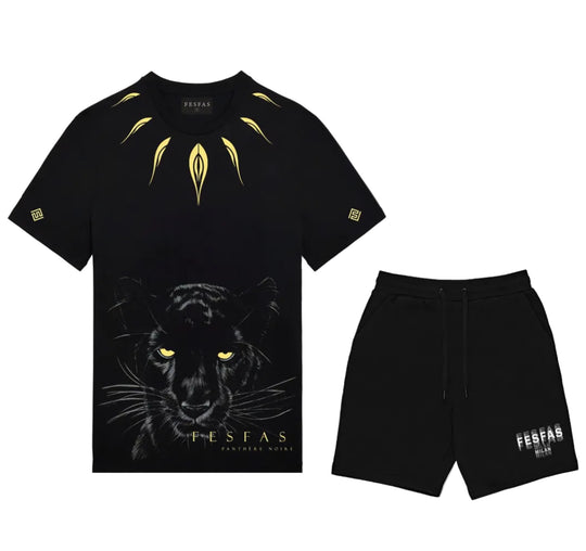FesFas black panther-print T-shirt Set | Black | Men