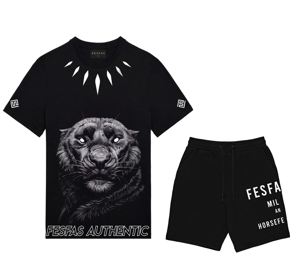 FesFas panther-print T-shirt Set | Black | Men