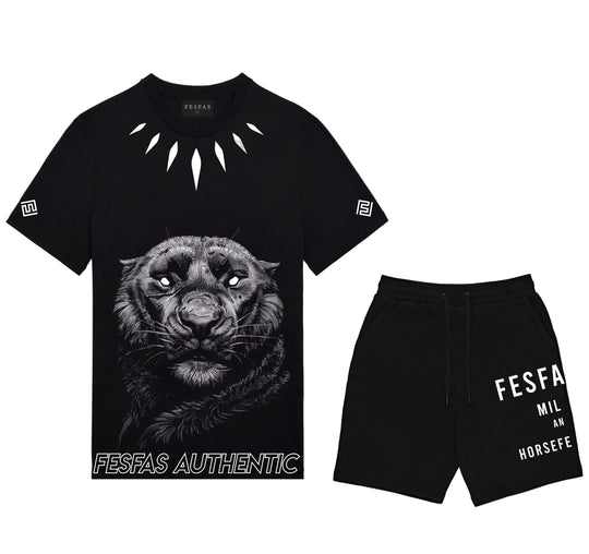 FesFas panther-print T-shirt Set | Black | Men