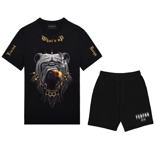 FesFas bulldog-print T-shirt Set | Black | Men