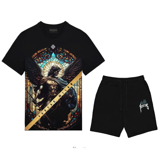 FesFas angel-print T-shirt Set | Black | Men