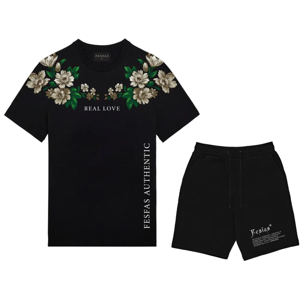 FesFas flowers-print T-shirt Set | Black | Men