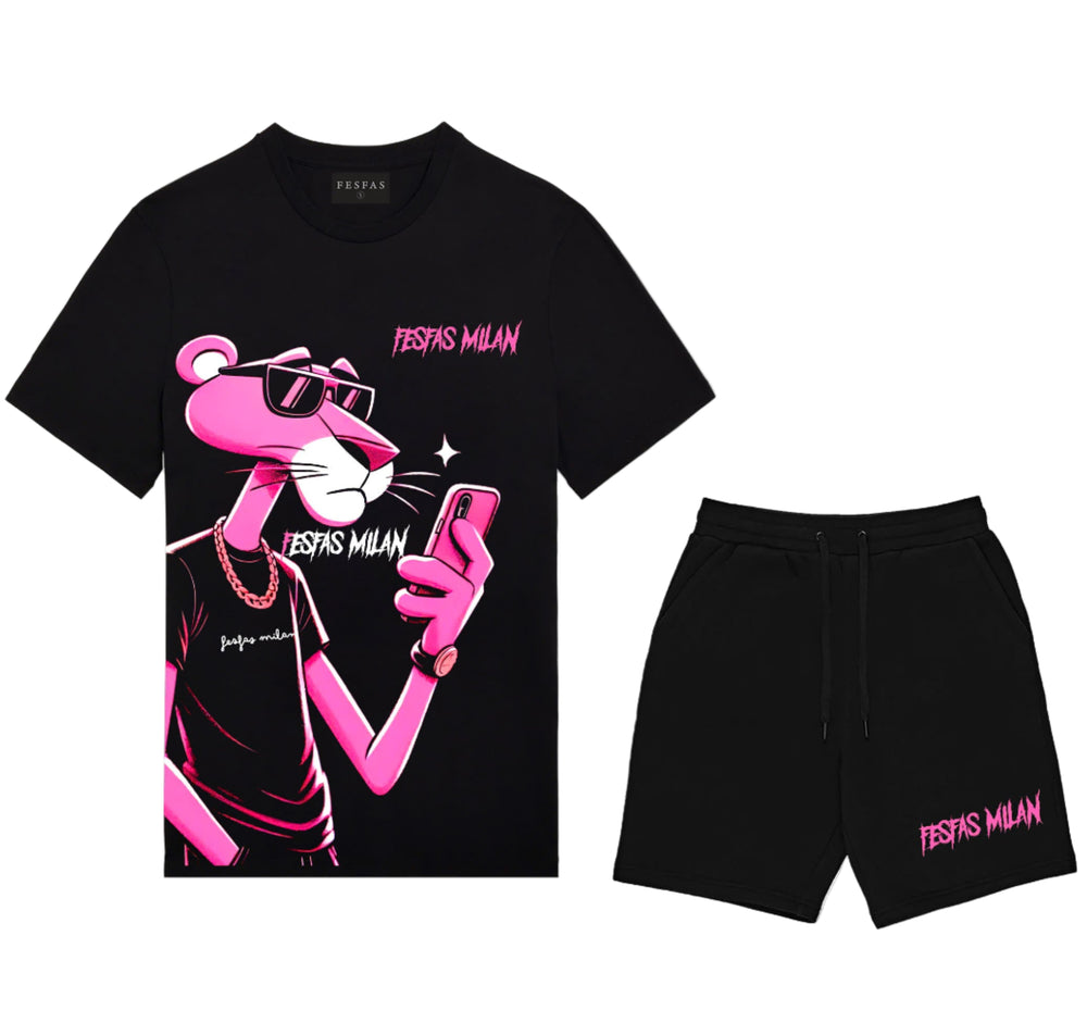 FesFas pink panther-print T-shirt | Black | Men