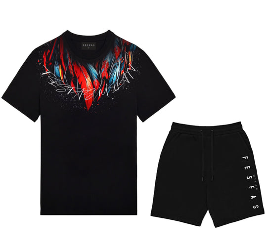 FesFas red feathers-print T-shirt | Black | Men
