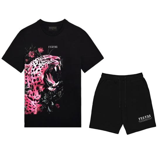 FesFas pink jaguar-print T-shirt Set | Black | Men