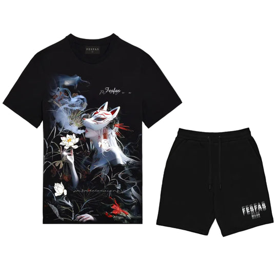 FesFas fox beauty-print T-shirt Set | Black | Men