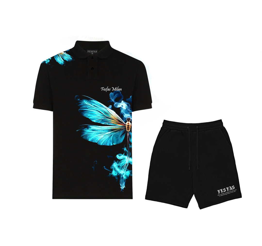 FesFas Dragonfly-print Polo Shirt | Men | Black