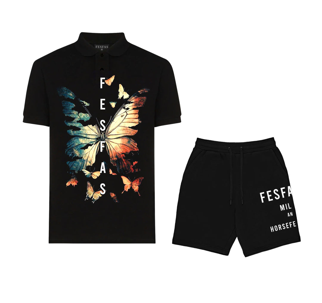 FesFas Butterfly-print Polo Shirt | Men | Black