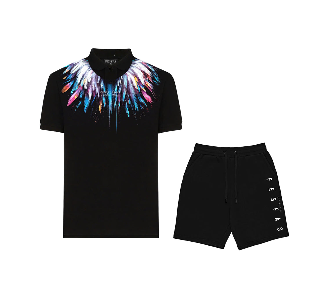 FesFas Eagle-print Polo Shirt | Men | Black