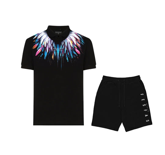 FesFas Eagle-print Polo Shirt | Men | Black