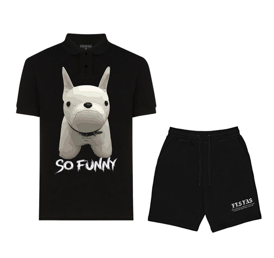 FesFas Bulldog-print Polo Shirt | Men | Black