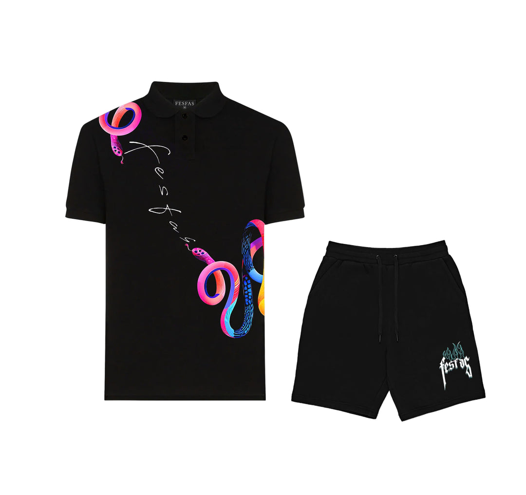 FesFas Snake-print Polo Shirt | Men | Black