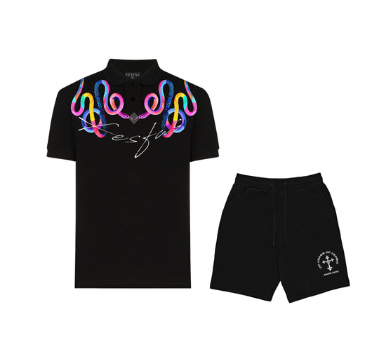 FesFas Snake-print Polo Shirt | Men | Black