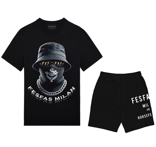 FesFas hidden boss-print T-shirt Set | Black | Men