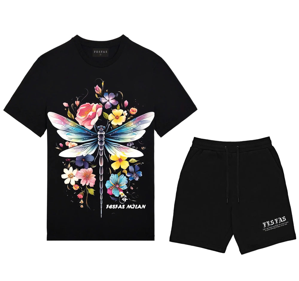 FesFas colorful dragonfly-print T-shirt Set | Black | Men