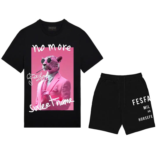 FesFas panther-print T-shirt Set | Black | Men