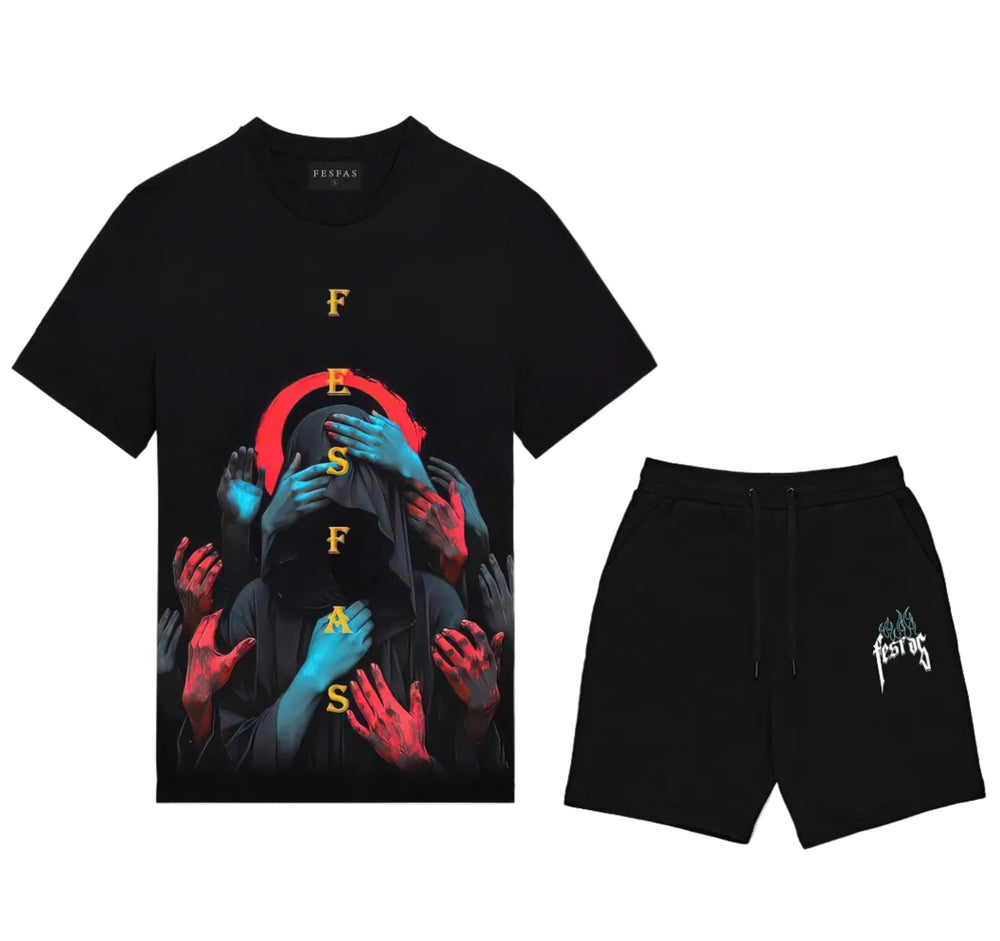 FesFas magic hands-print T-shirt Set | Black | Men