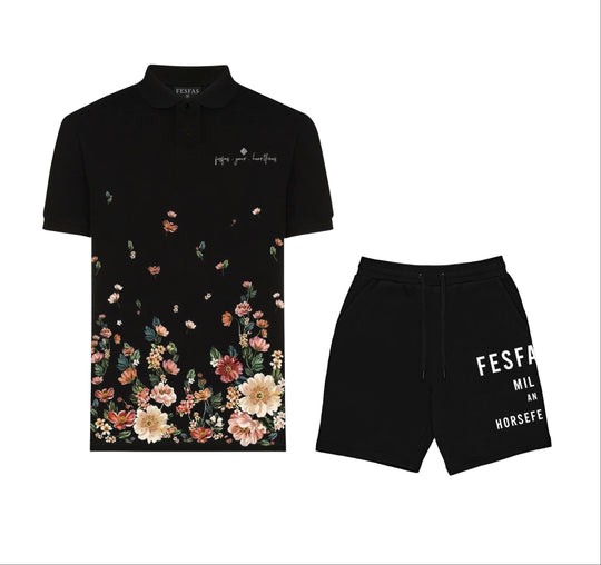 FesFas Floral-print Polo Shirt | Men | Black
