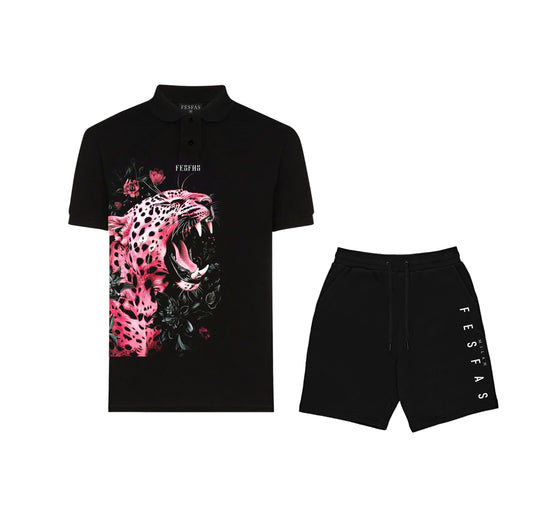 FesFas Pink Leopard-print Polo Shirt | Men | Black
