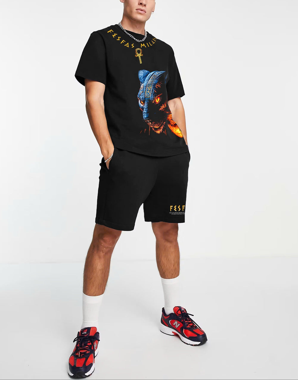 FesFas egypt panther-print T-shirt Set | Black | Men