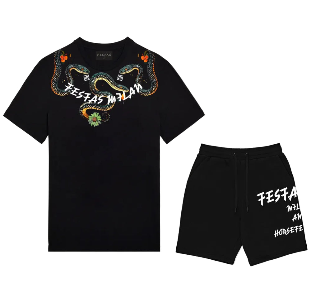 FesFas viper-print T-shirt Set | Black | Men