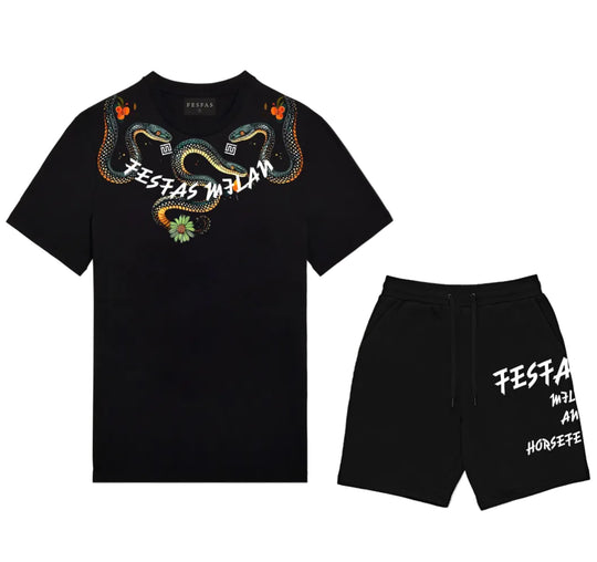 FesFas viper-print T-shirt Set | Black | Men
