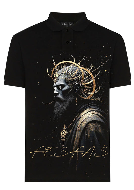 FesFas Egyptian-print Polo Shirt | Men | Black