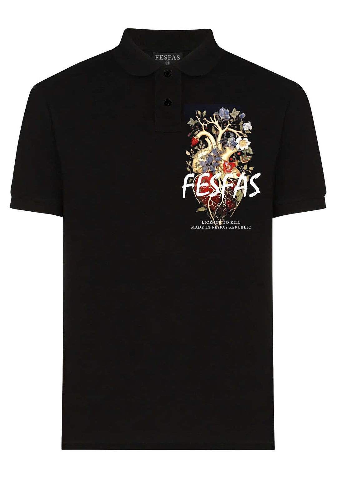 FesFas Heart-print Polo Shirt | Men | Black