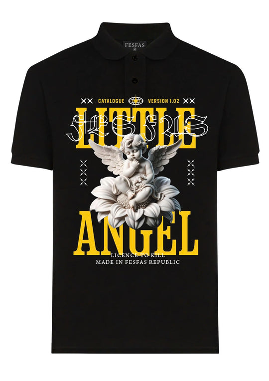 FesFas Angel-print Polo Shirt | Men | Black