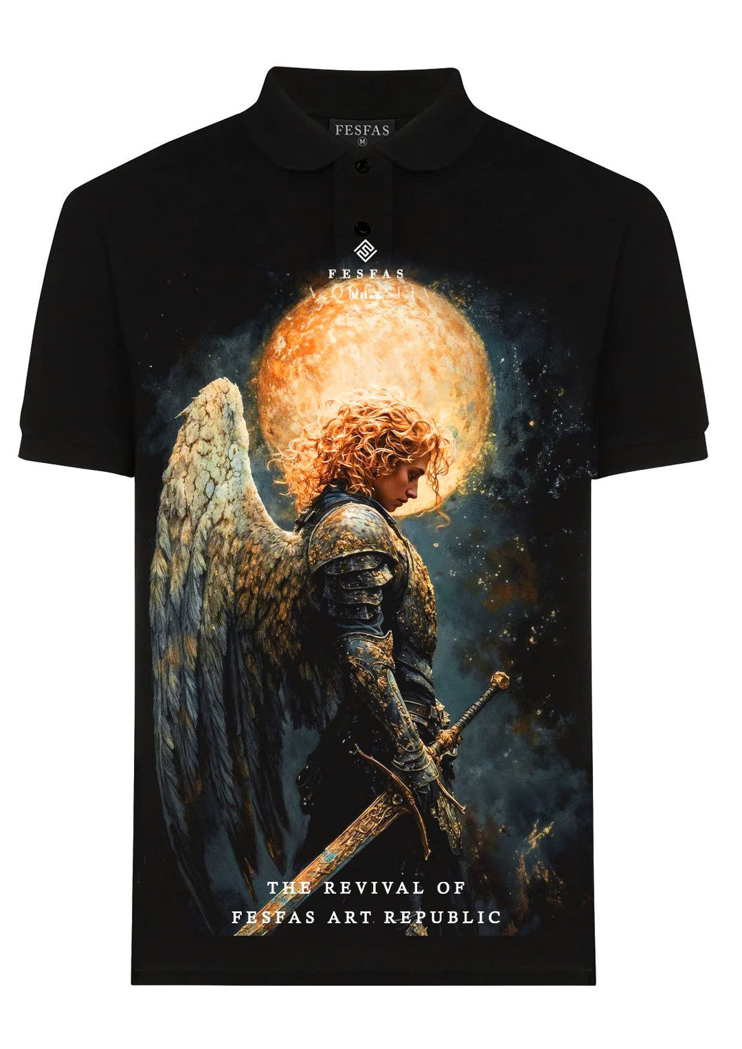 FesFas Angel-print Polo Shirt | Men | Black