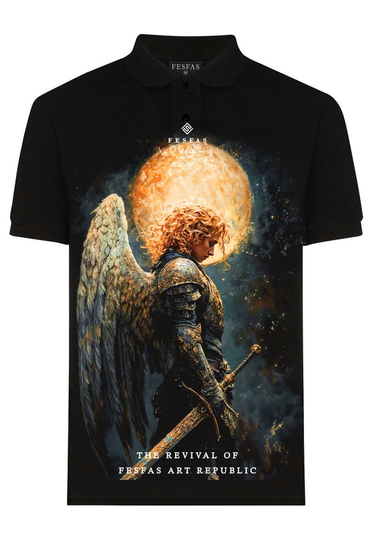 FesFas Angel-print Polo Shirt | Men | Black