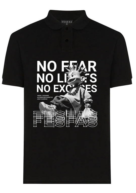 FesFas “No Fear”-print Polo Shirt | Men | Black