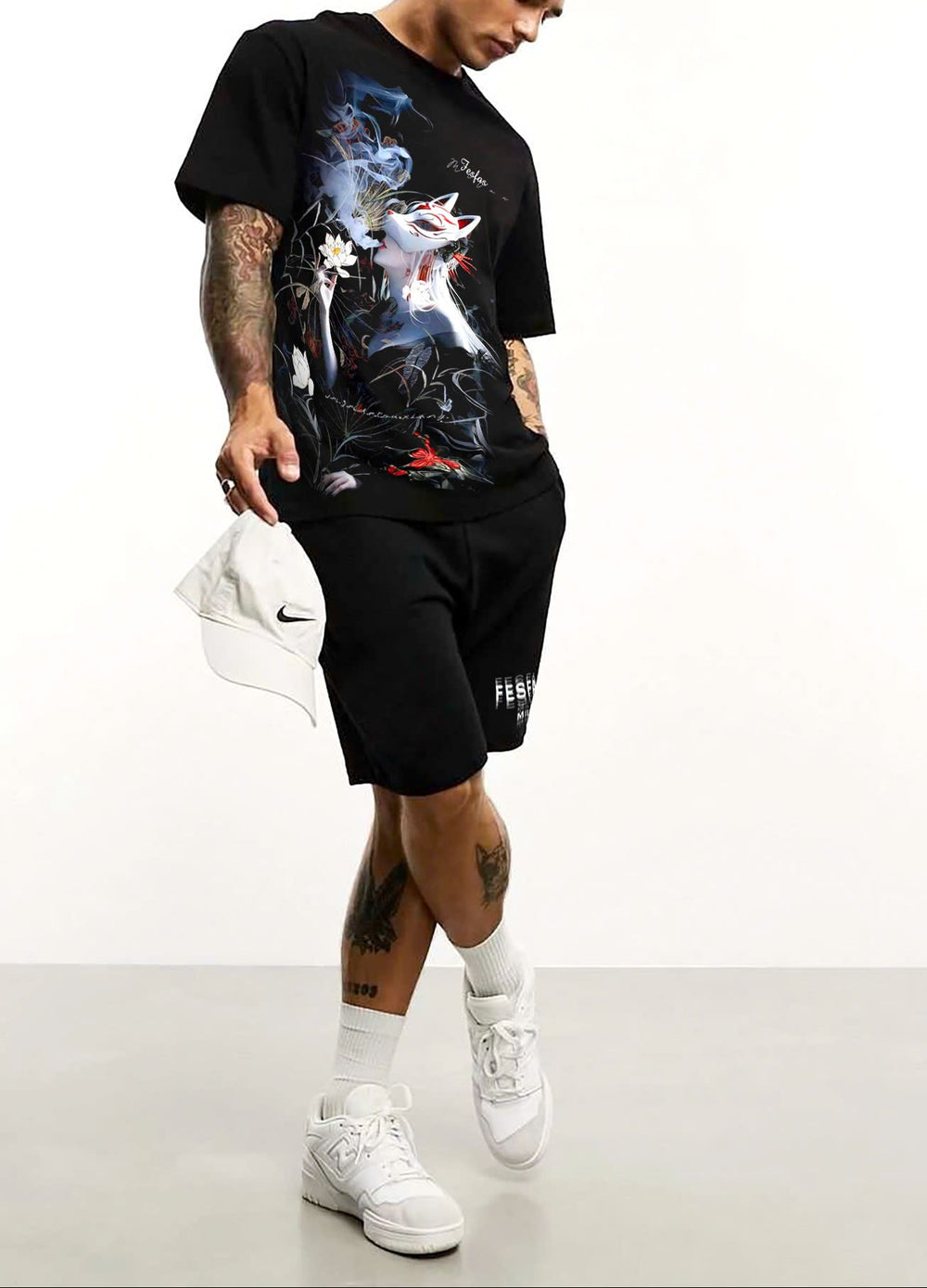 FesFas fox beauty-print T-shirt Set | Black | Men