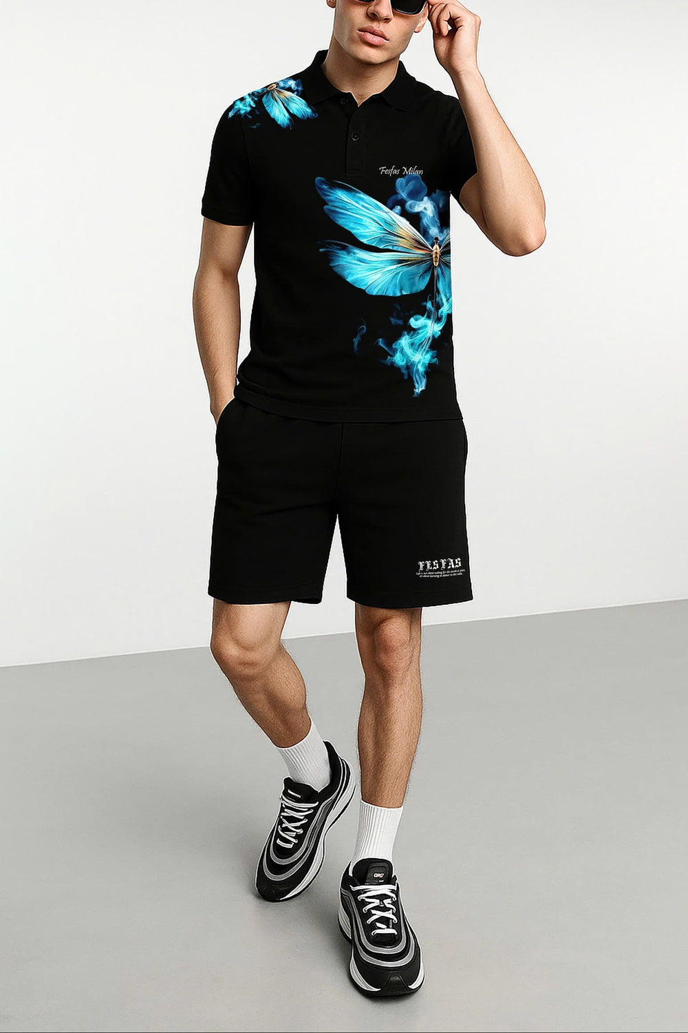 FesFas Dragonfly-print Polo Shirt | Men | Black