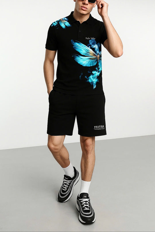 FesFas Dragonfly-print Polo Shirt | Men | Black